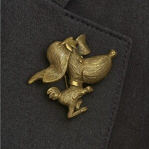 Vintage Tortolani Mid-Century Kitsch Figural Gold Poodle Dog Brooch Pin Signed